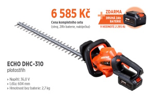 Akční set AKU plotostřih, 2x baterie 2 Ah a nabíječka