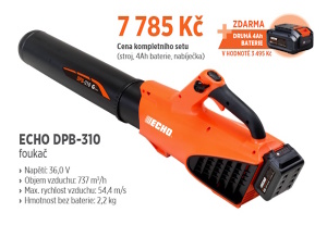 Akční set AKU foukač, 2x baterie 4 Ah a nabíječka