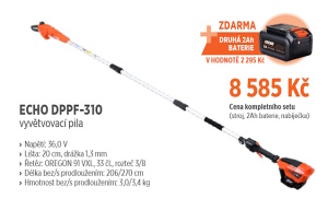 Akční set AKU vyvětvovací pila, 2x baterie 2 Ah a nabíječka